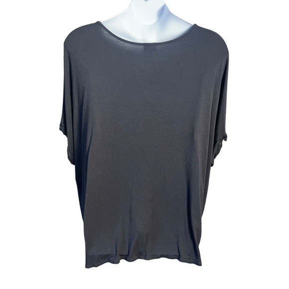 AVENUE Women;s Top Size 30/32 Black Animal Print Cap Sleeves Cute - Picture 5 of 6